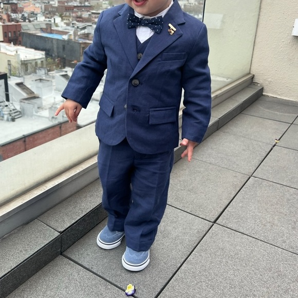 Janie and Jack Special Occasion baby boy 5 piece linen suit 18-24 months - Picture 6 of 6